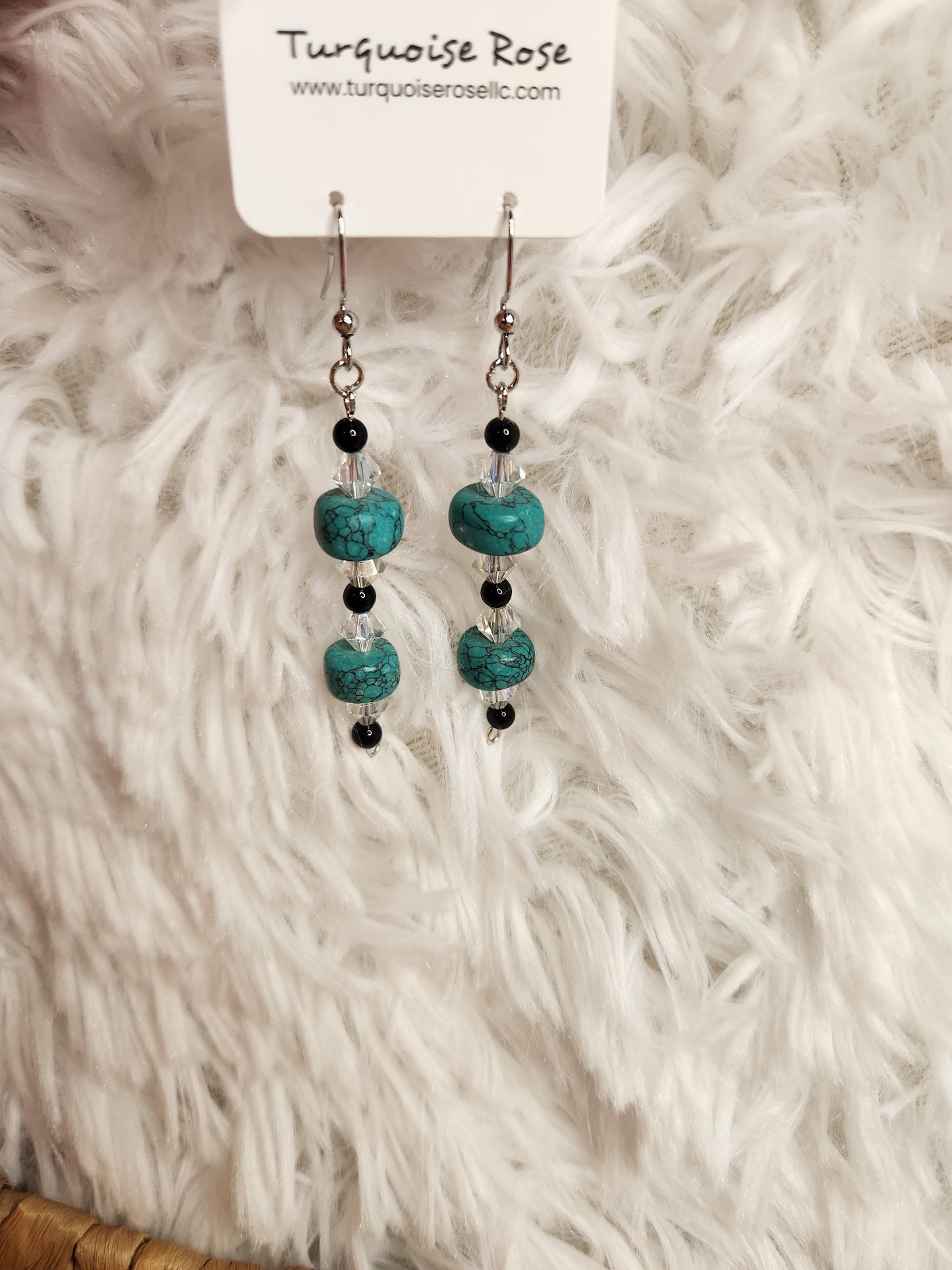 Turquoise Rose Earrings