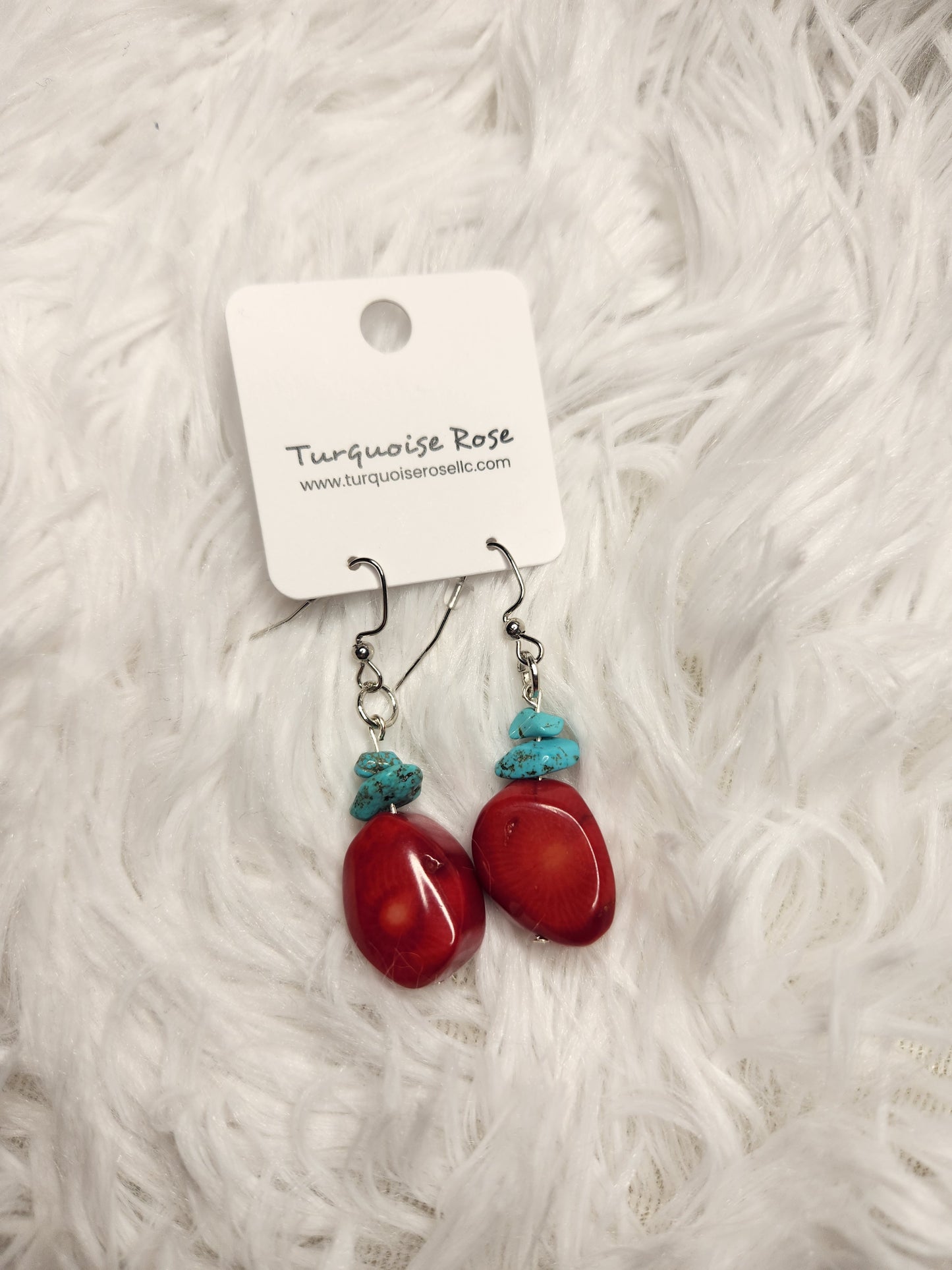 Turquoise Rose Earrings